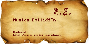 Musics Emilián névjegykártya
